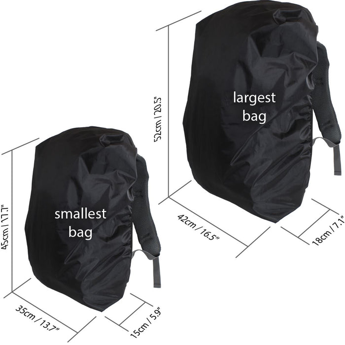 Water Resistant Rucksack Cover 20L - 35L Backpack Rain Cover - Black