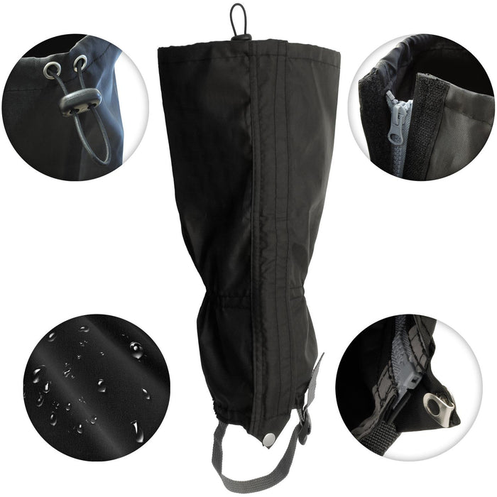 CampTeck Waterproof Walking Gaiters Polyester (One Size Fits All) Hiking, Walking, Orienteering, Mountaineering, Climbing, Hunting, Snow or Wet Outdoor Adventure - 1 Pair