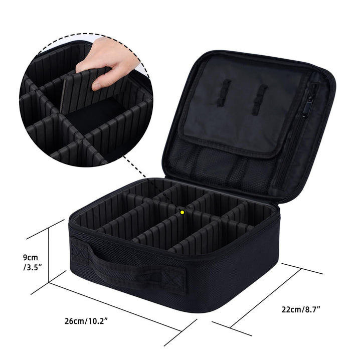 igadgitz home U7282 Travel Makeup Case, Travel Makeup Bag, Portable Cosmetic Case, Makeup Vanity Case with Adjustable Dividers and Handle - Black