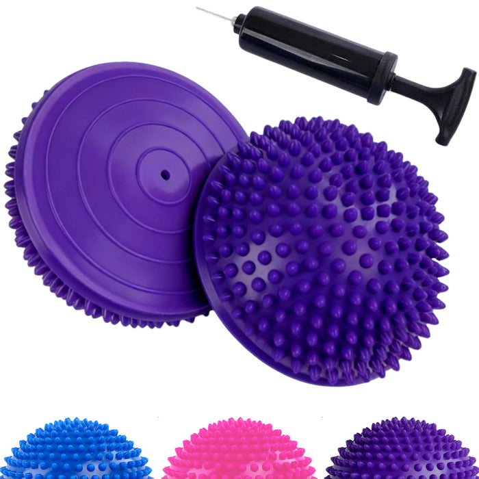 CampTeck Hedgehog Balance Pods, Half Dome Spiky Balance Balls, Balance Training Equipment with Hand Pump - 2 pack