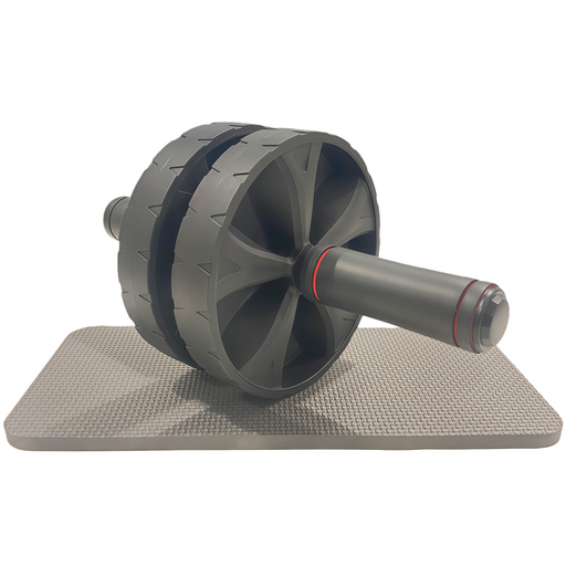 Campteck U7338 Ab Roller Exercise Wheel for Core Strength - Stable, Twin-Wheel Design - Includes Grey Knee Mat - Black