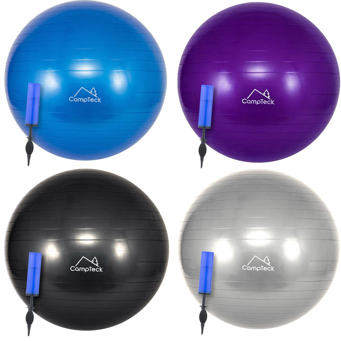 CampTeck Unisex Exercise Swiss Ball 65cm with Hand Pump for Fitness, Gym, Yoga, Pilates