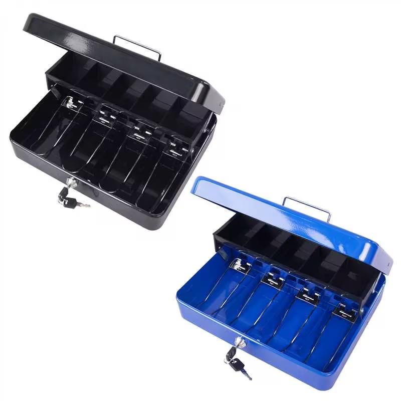igadgitz home Metal Cash Box with Keys, Cantilever Coin Tray and Spring-loaded clips, Petty Cash Tin, Money Tin