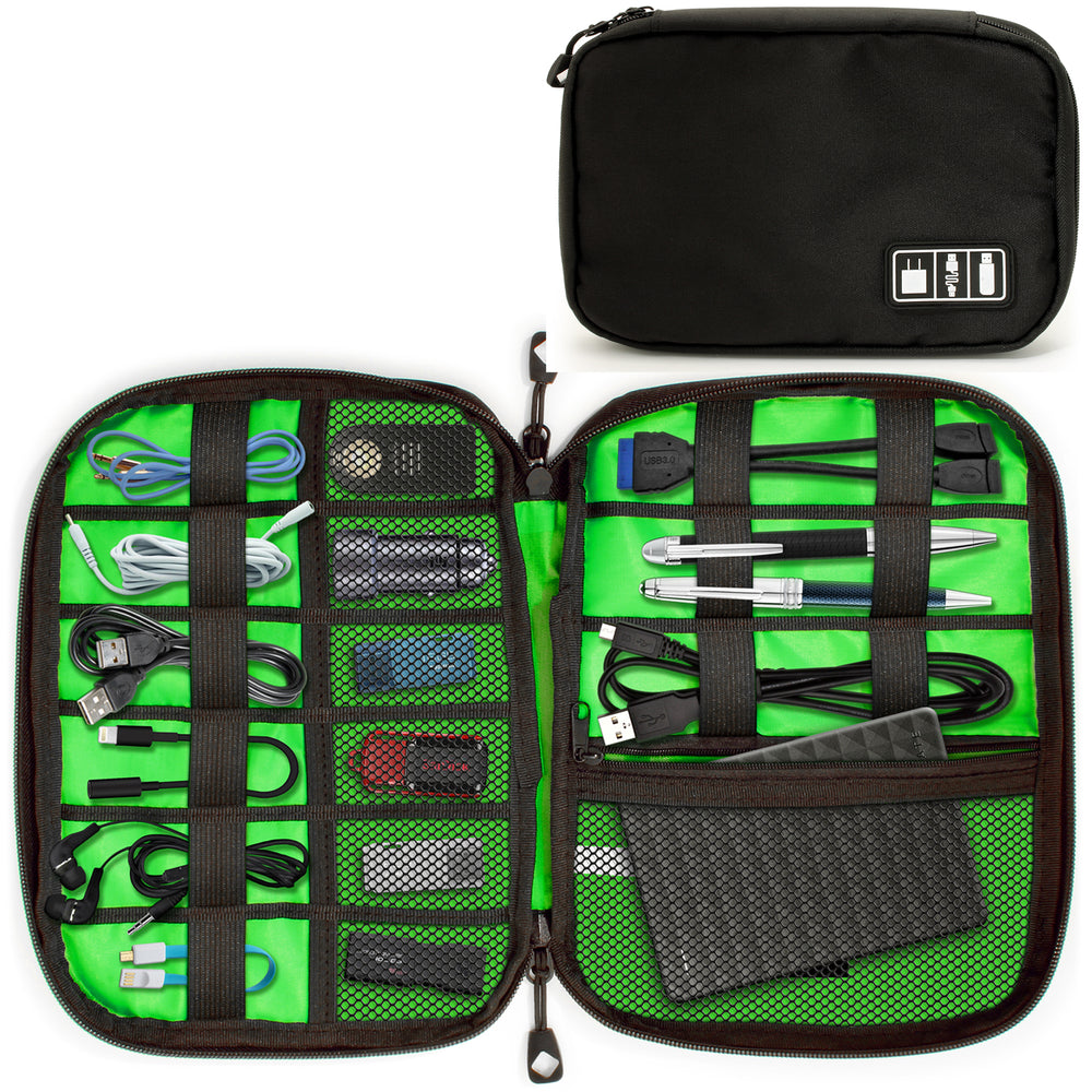 CampTeck Cable Organiser Bag Travel Electronic Accessories Case for Chargers, External Hard Dives, Plugs etc. – Black