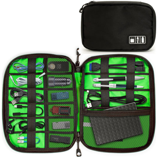 CampTeck Cable Organiser Bag Travel Electronic Accessories Case for Chargers, External Hard Dives, Plugs etc. – Black