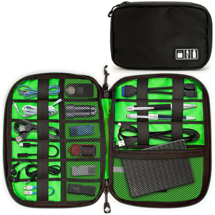 CampTeck Cable Organiser Bag Travel Electronic Accessories Case for Chargers, External Hard Dives, Plugs etc. – Black