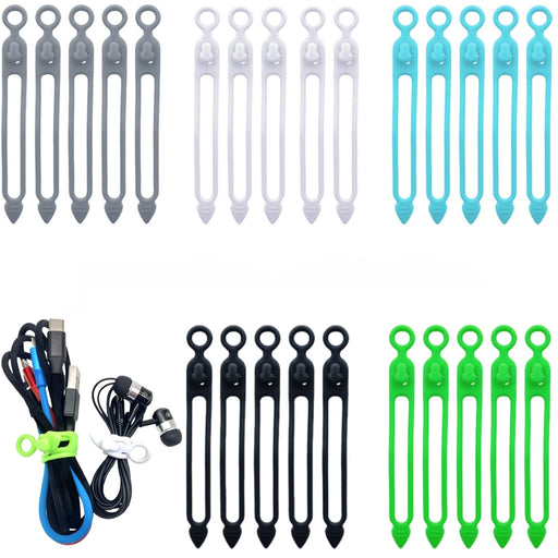 igadgitz home U7276 Silicone Cable Ties, Reusable Cable Ties, Releasable Cable Ties - Multicoloured - 25 pieces
