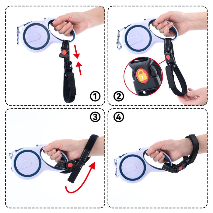 igadgitz home U7318 Adjustable Safety Dog Lead Wrist Strap, for Retractable & Standard Pet Leads - Black