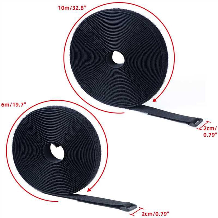igadgitz home Hook and Loop Strap Roll, Cut-to-Size Reusable Cable Ties - Strong Nylon, Multi-Purpose with Adjustable Buckles