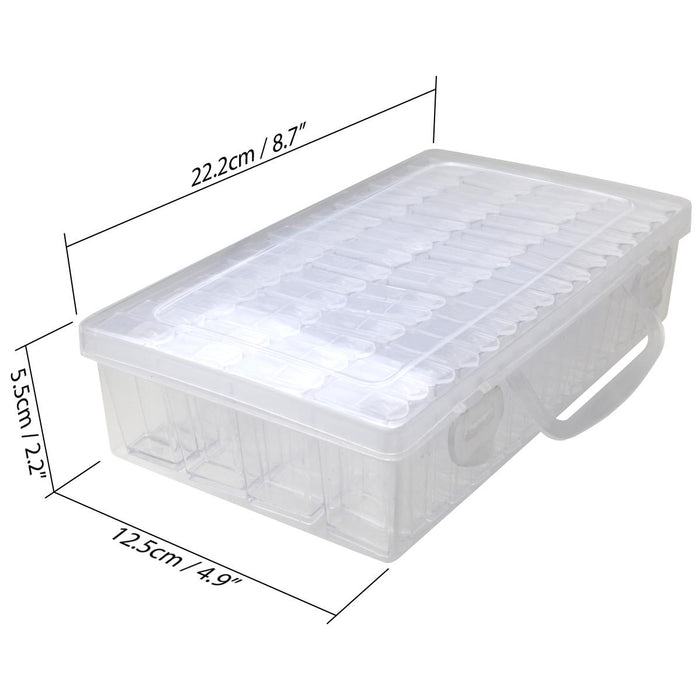 iGadgitz Home U7114 - 64 Container Diamond Painting Storage Box, Embroidery Bead Organiser Box - Clear