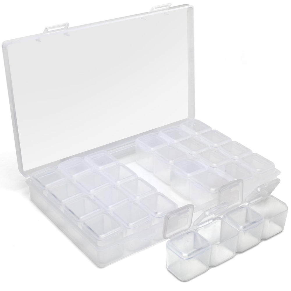 iGadgitz Home Diamond Painting Storage Boxes (28 pots) Embroidery Bead Organiser Box