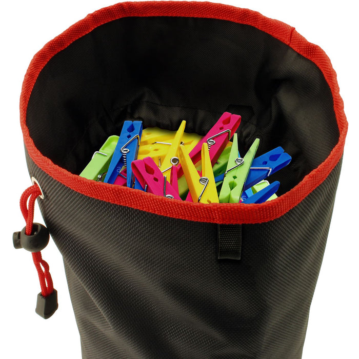 CampTeck U6837 Large Peg Bag with Hanger - Water Resistant Durable Hanging Clothespin Bag - Black