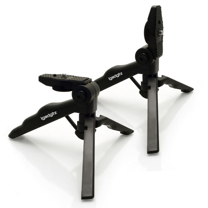 iGadgitz 2 in 1 Pistol Grip Stabilizer and Mini Lightweight Table Top Stand Tripod for Digital Camera, DSLR, & Camcorder