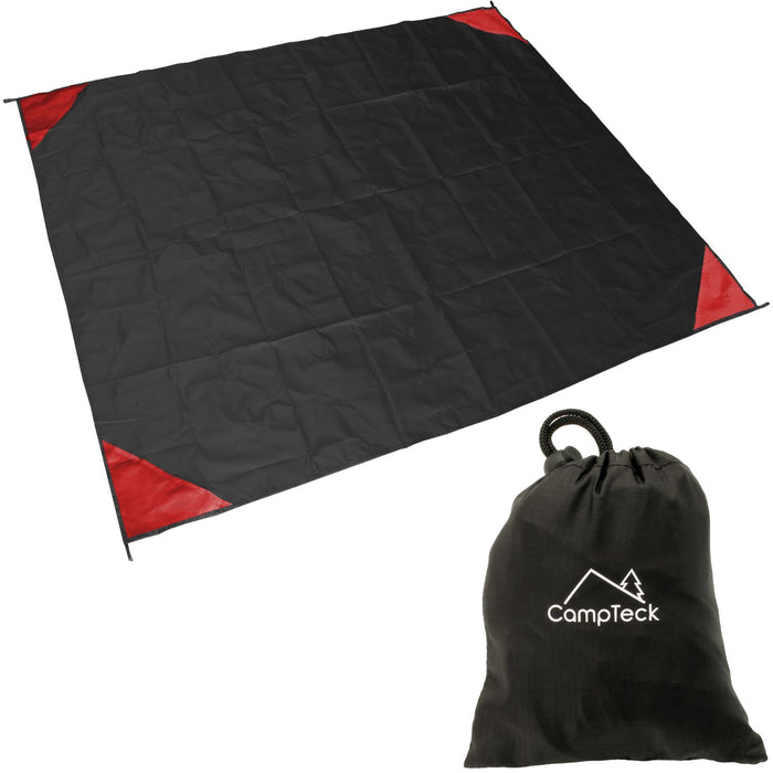 Camptek U6819 Pocket Picnic Blanket (140 x 170cm) Pocket Groundsheet Water Resistant Polyester Beach Blanket for Outdoor, Hiking, Beach, Camping, Fishing, Travel with Carry Pouch - Black