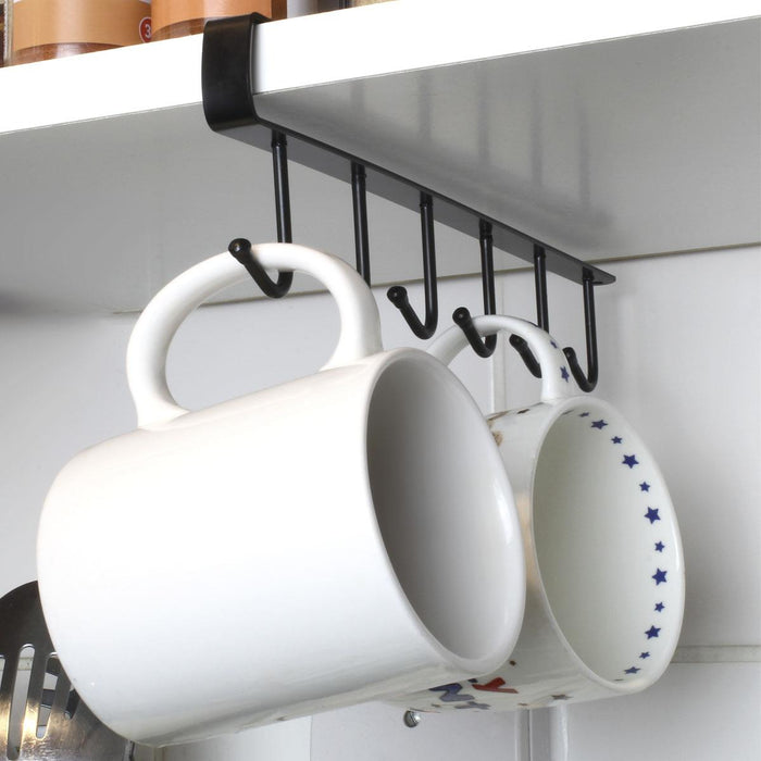 iGadgitz Home Metal Under Cabinet Storage (Set of 2), Under Shelf Mug Holder, Under-Cabinet Hanger Rack with Adhesive Fixing Pad