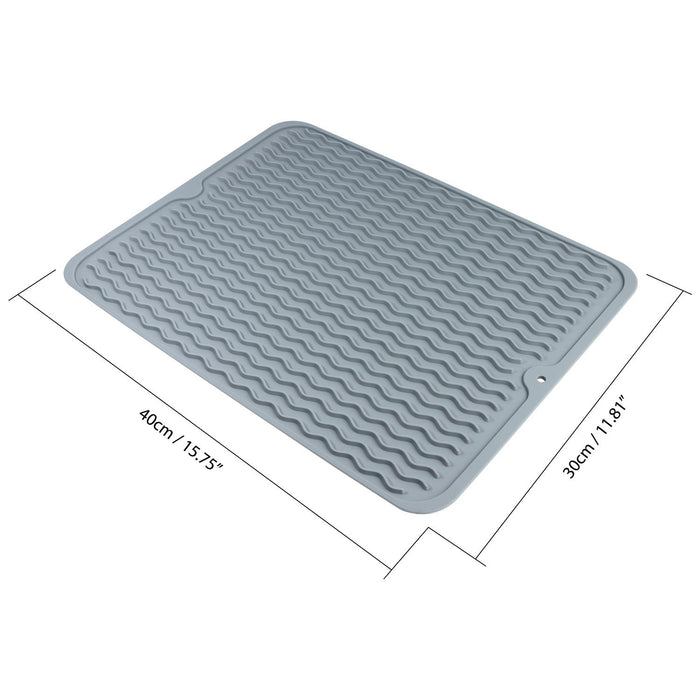 Silicone Dish Drying Mat Under Mat Grooved Dish Drainer Mat Heat Resistant  Safe Soft, For Pots, Bowls, Saucers, Cups, Refrigerators, Cabinets Etcgrey