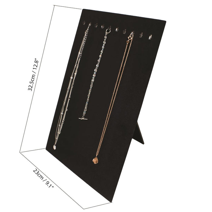 iGadgitz Home U7090 Velvet Necklace Stand Necklace Board Chain Stand (10 Hooks) - Black - 2pcs