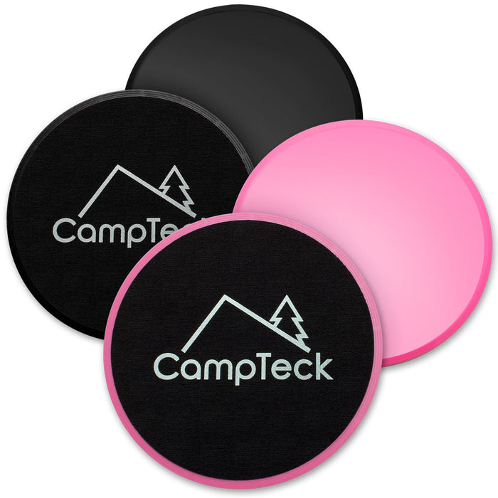 CampTeck 2x Dual Sided Gliding Discs Core Sliders for Home Fitness Abdominal Full Body Exercises – Carpet & Hard Floors