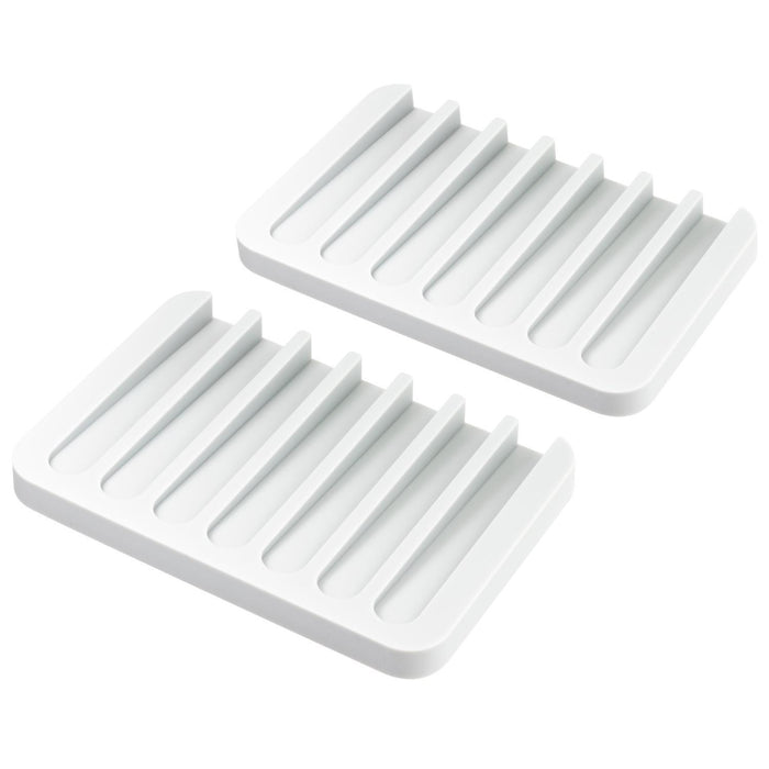 igadgitz home Silicone Soap Dish with Drain, Silicone Soap Holder, Silicone Soap Tray with Drainage - 2 pack