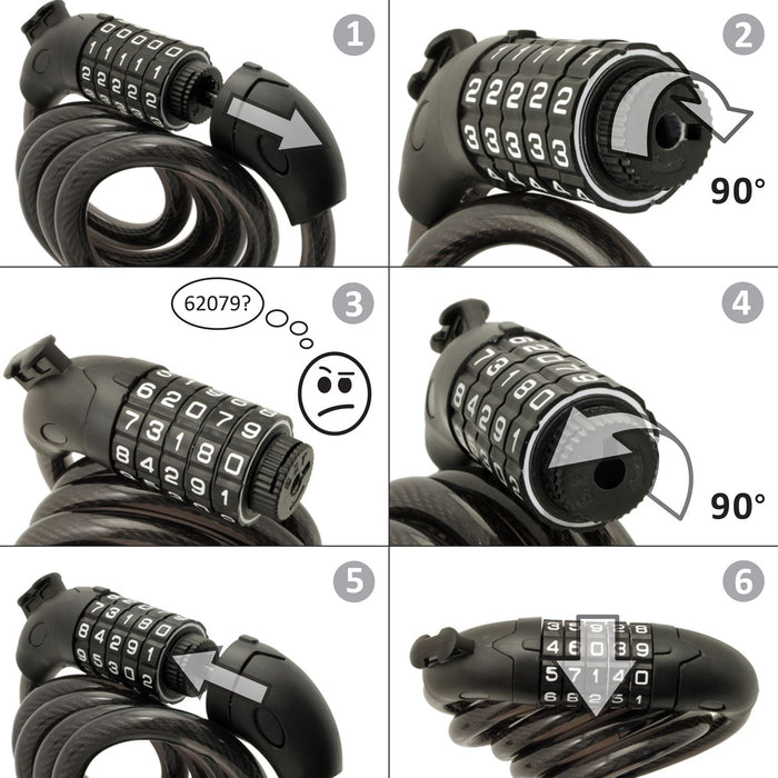 CampTeck 5 Digit Resettable Number Combination Bike Lock Heavy Duty Bike Lock cable for Bicycle, Scooters etc.