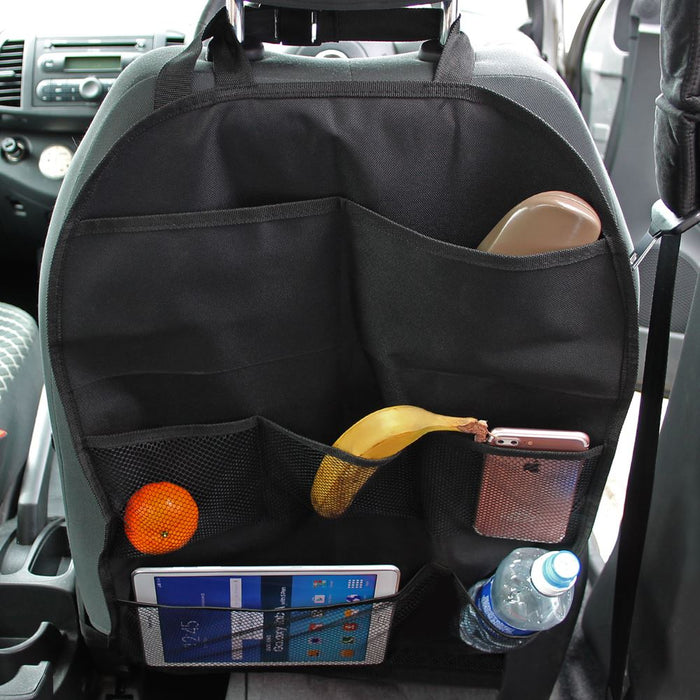 iGadgitz Car Seat Organiser Pockets Kick Mats Back Seat Travel Storage Stain Protector for Kids, Toddlers, Children - X1