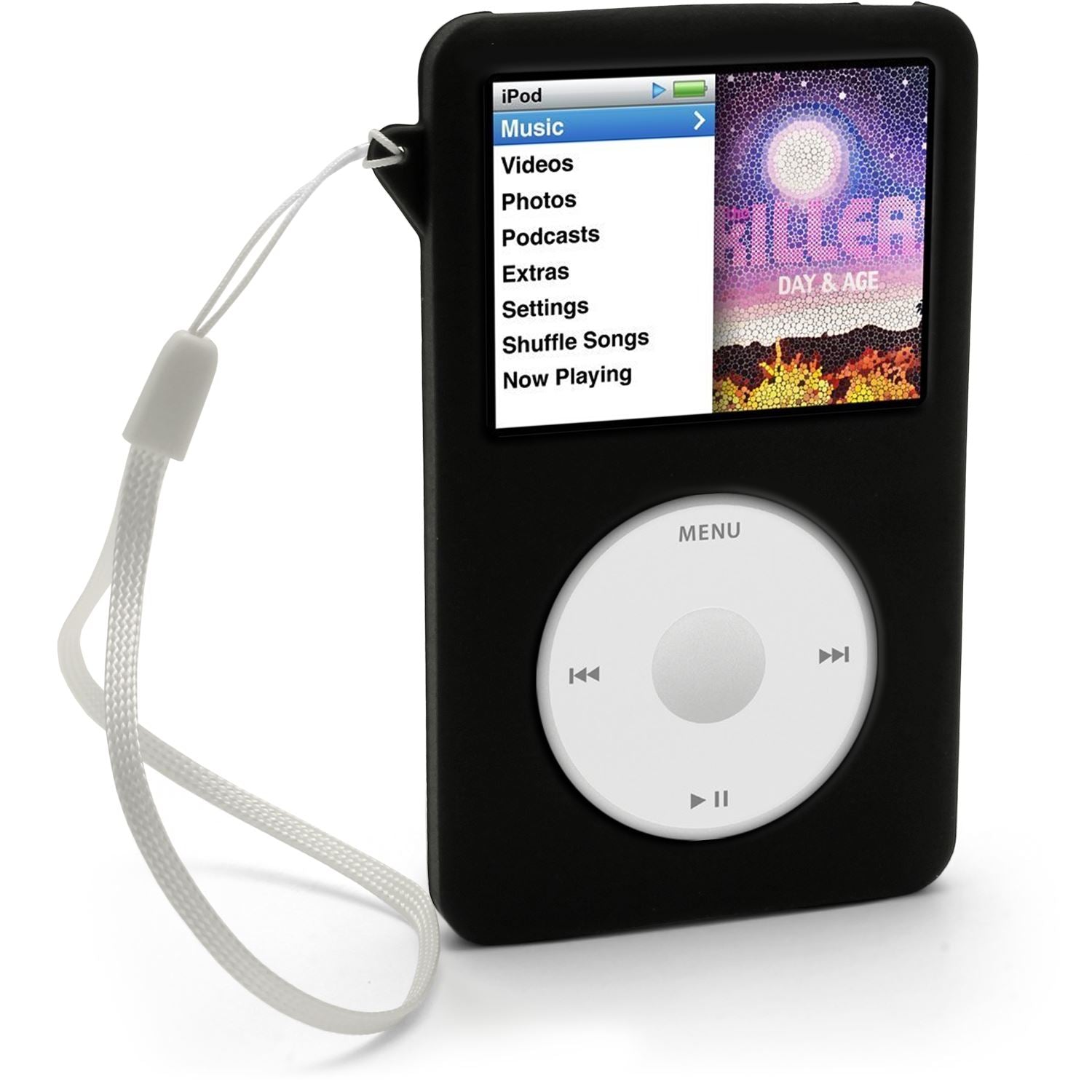iGadgitz Black Silicone Skin Case for Apple iPod Classic 80gb, 120gb & latest 160gb + Screen Protector & Lanyard