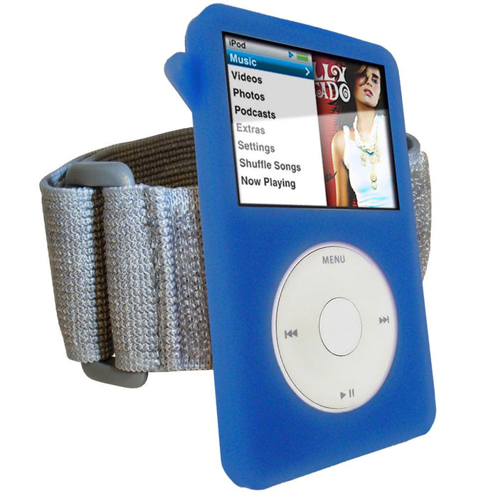 iGadgitz Blue Silicone Skin Case for Apple iPod Classic 80gb, 120gb & latest 160gb + Screen Protector & Lanyard
