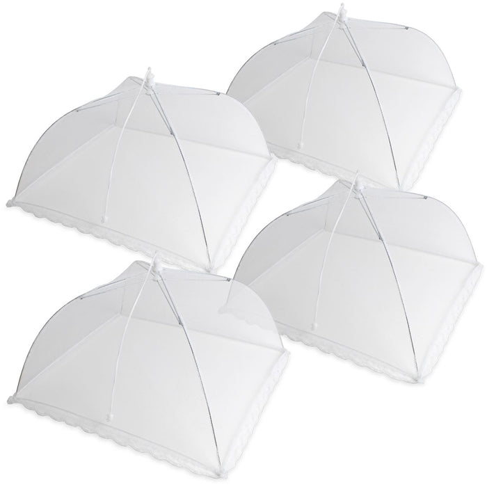 Polyester Mesh Food Covers Collapsible Food Umbrella Reusable Food Net Food Protector, Insect & Bug Screen -  White