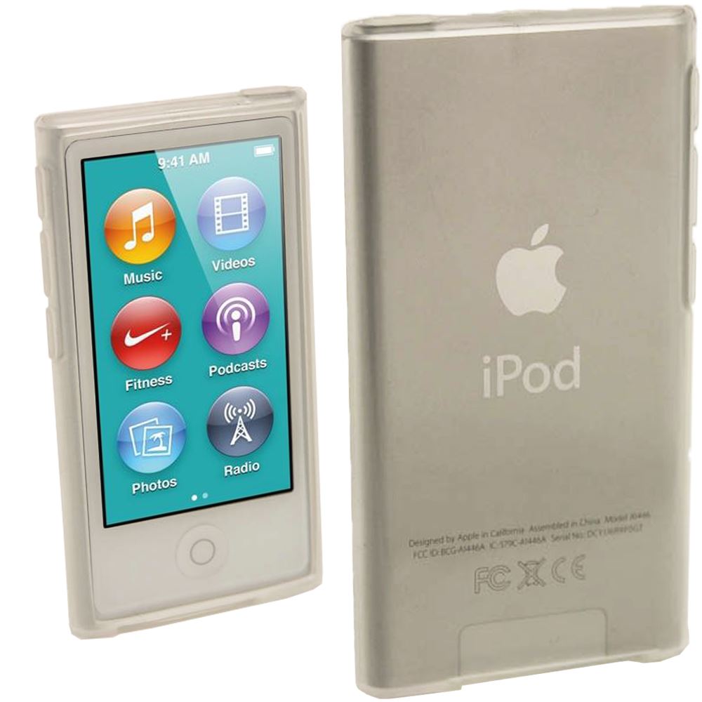 iGadgitz U2009 Clear Glossy Durable Crystal Gel Skin (TPU) Case Cover & Screen Protector Compatible with Apple iPod Nano 7th Gen 7G 16GB