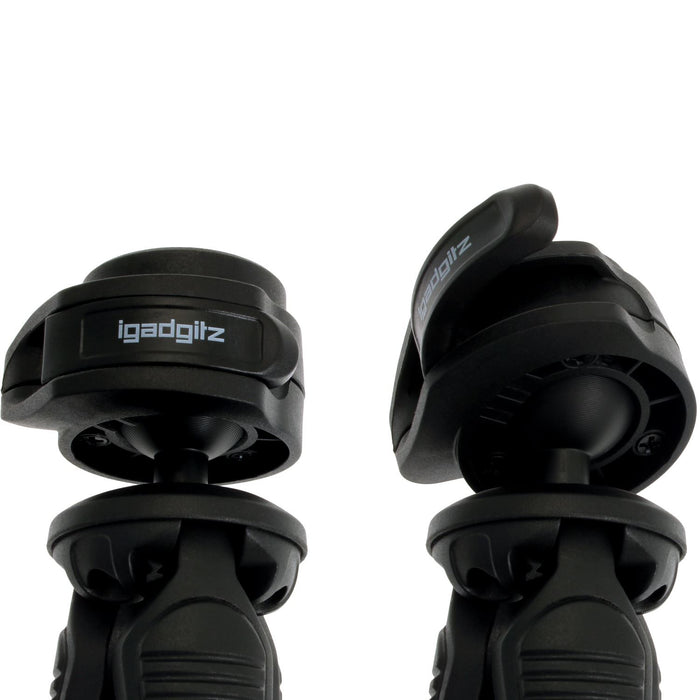 iGadgitz PT310 Mini Table Top Stand Tripod Grip Stabilizer + Universal Smartphone Holder Mount Bracket Adapter – Black