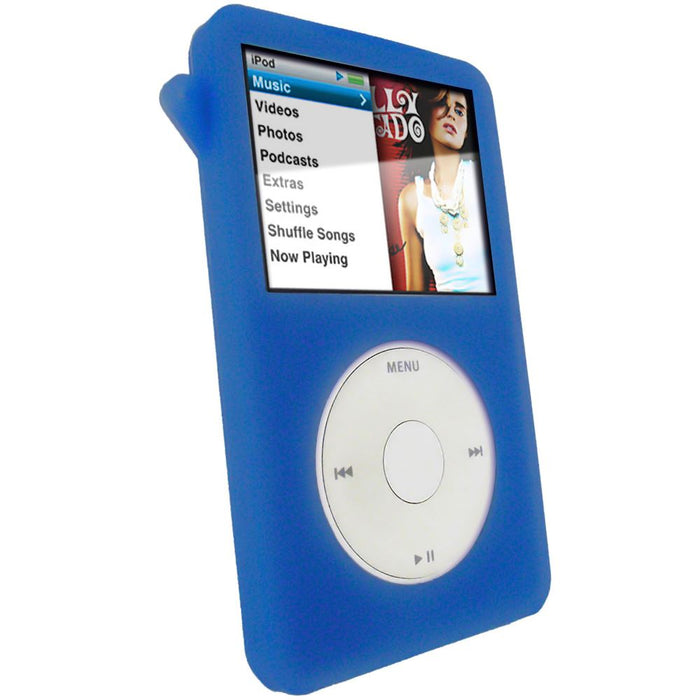 iGadgitz Blue Silicone Skin Case for Apple iPod Classic 80gb, 120gb & latest 160gb + Screen Protector & Lanyard