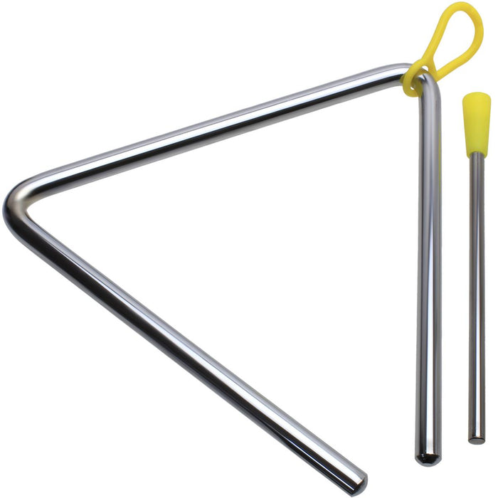 iGadgitz Xtra U7203 Music Triangle Instrument, Percussion Triangle and Beater - Silver and Yellow