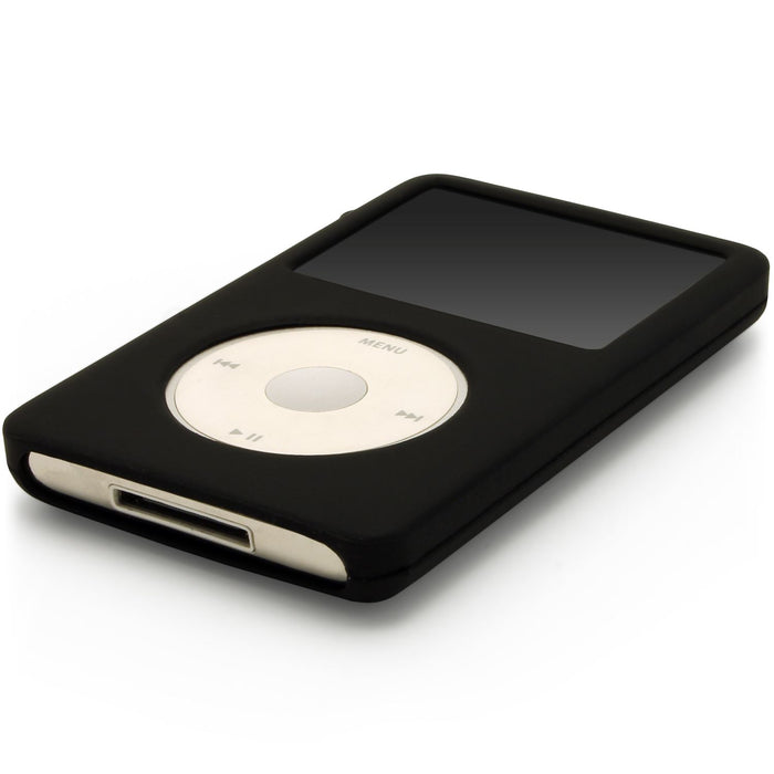 iGadgitz Black Silicone Skin Case for Apple iPod Classic 80gb, 120gb & latest 160gb + Screen Protector & Lanyard