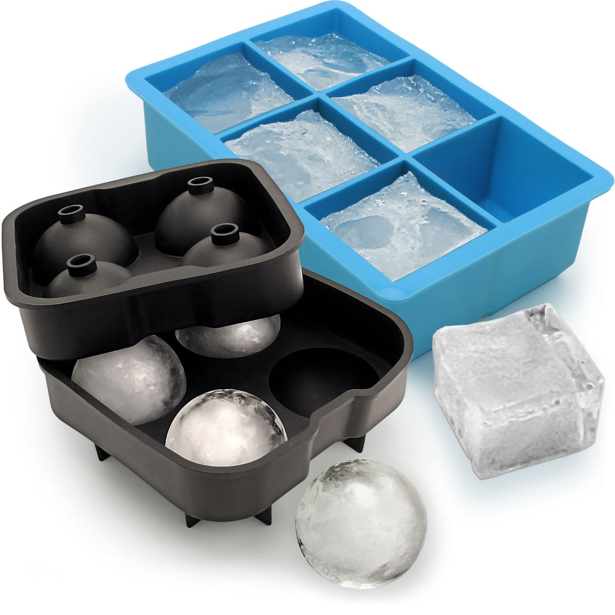 iGadgitz Home Silicone Ice Cube Tray 15 Square Food Grade Ice Cube Moulds - Pack of 2
