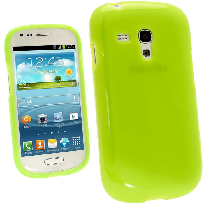 iGadgitz Green Glossy Gel Case for Samsung Galaxy S3 III Mini I8190 + Screen Protector