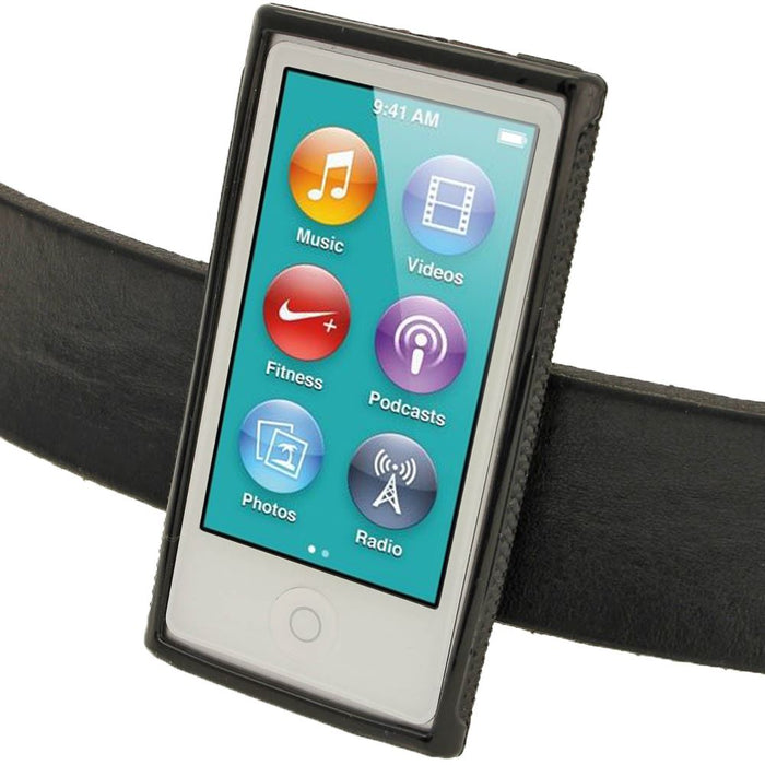 iGadgitz Black 'Clip'n'Go' Gel Case for Apple iPod Nano 7th Gen with Integrated Sports Clip + Screen Protector