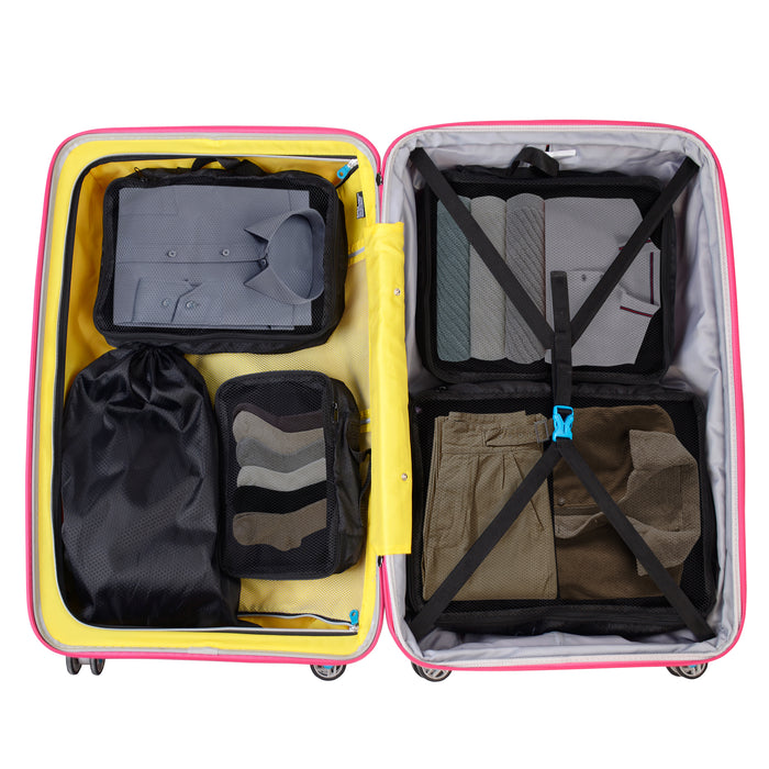 CampTeck 5 Pieces Packing 4 Cubes Set Travel Luggage Organizer Zip Bag + 1 Laundry Pouch – Black (S, M, L, XL)