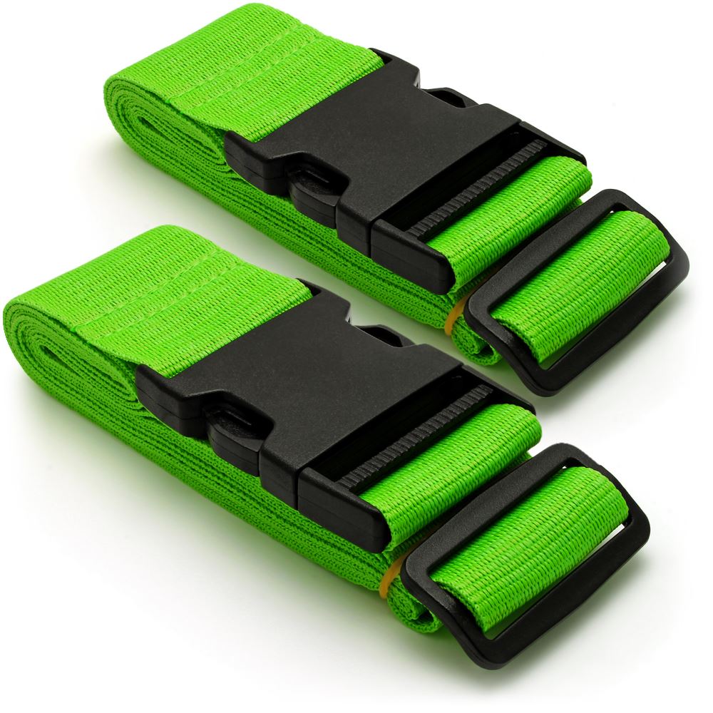 CampTeck Long Travel Luggage Straps Adjustable Suitcase Safety Belts– Green, 1 Pair