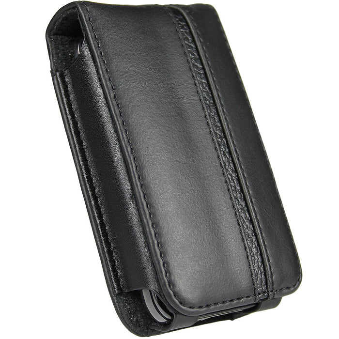 iGadgitz Black Genuine Leather Case Cover for Pure Move 2500 & 2520 Rechargeable Personal Digital DAB/FM Radio