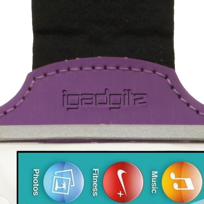 iGadgitz Purple Reflective Anti-Slip Neoprene Sports Gym Jogging Armband for Apple iPod Nano 7th Generation 16GB