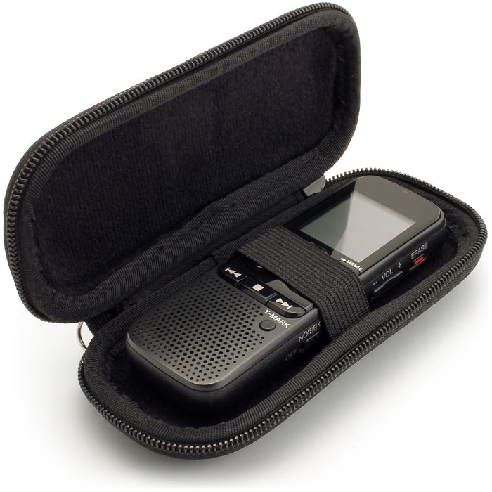 iGadgitz Black EVA Zipper Carrying Hard Case Cover for Digital Voice Recorders (Internal Dimensions: 125x50x22mm)