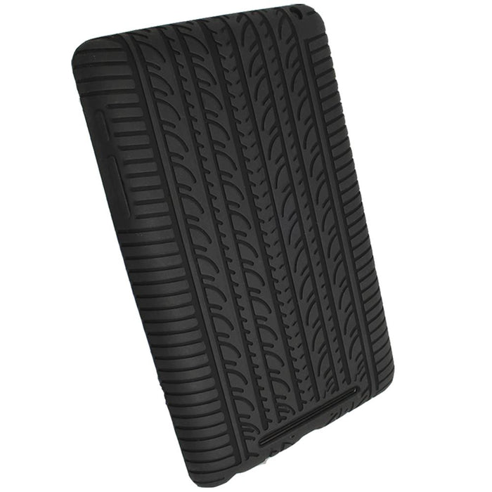 iGadgitz Black Silicone Skin Case with Tyre Tread Design for Google Nexus 7 (1st Gen released Jul 12) + Screen Protector