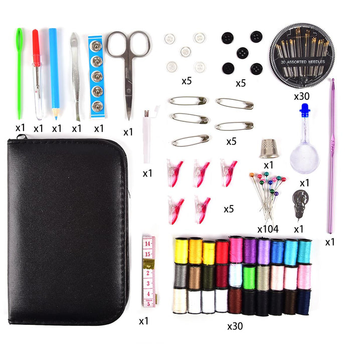 iGadgitz Home U6958 - 200 Piece Mini Sewing Kit Accessories Bundle Portable Hand Sewing Kit with Case for Adults, Travel, Home and Emergency Use