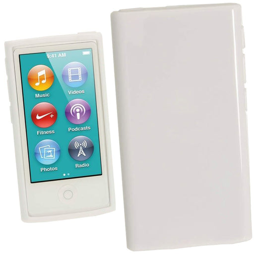 iGadgitz White Glossy Gel Case for Apple iPod Nano 7th Generation 7G 16GB + Screen Protector