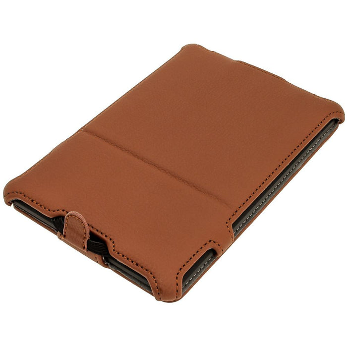 iGadgitz Brown PU 'Heat Molded' Leather Case for Amazon Kindle Paperwhite 2015 2014 2013 2012 + Sleep/Wake & Hand Strap
