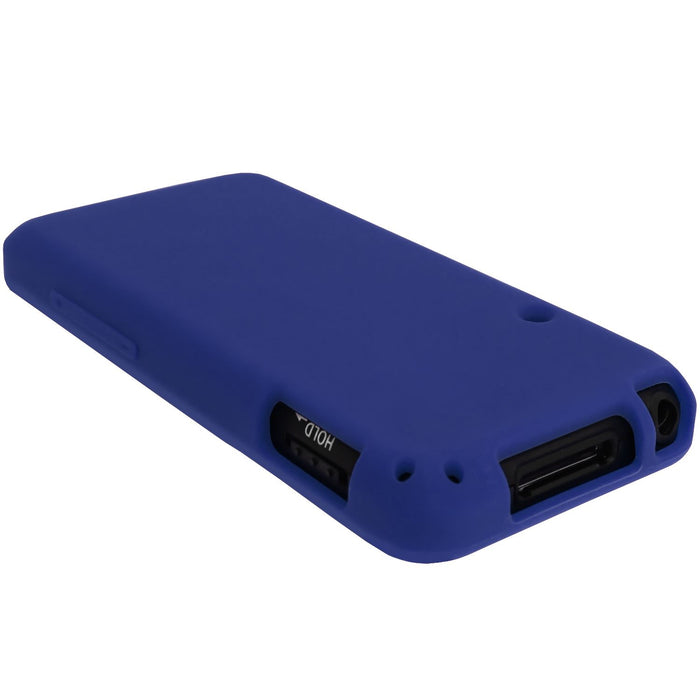 iGadgitz U2724 - Blue Silicone Skin Case Cover for Sony Walkman NWZ-E585 8GB 16GB  Screen Protector