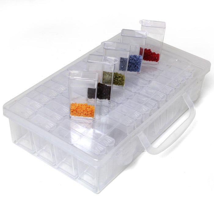 iGadgitz Home U7114 - 64 Container Diamond Painting Storage Box, Embroidery Bead Organiser Box - Clear