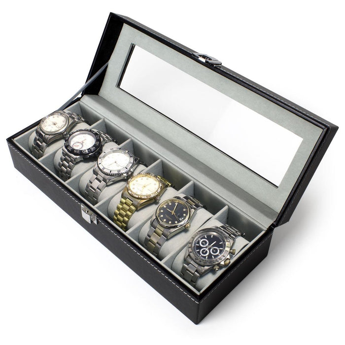 iGadgitz Home Watch Box Watch Display Case (6 or 12 Watches)