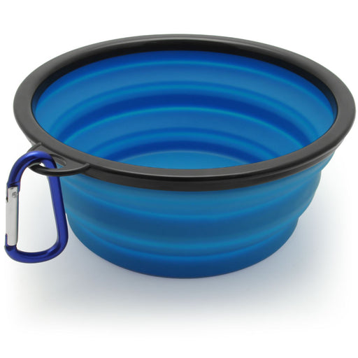iGadgitz Home Large Foldable Travel Silicone Dog Bowl Food Water Feeding Portable Dish for Pet