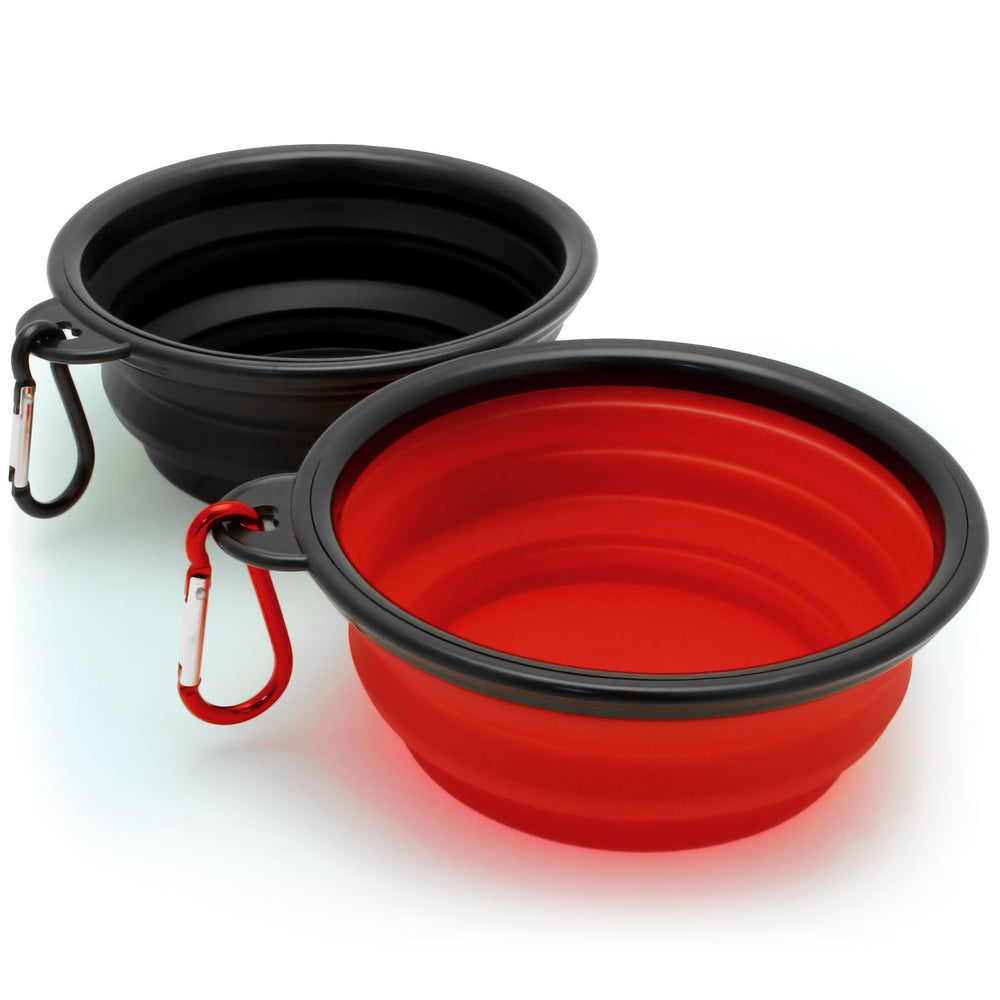 iGadgitz Set of 2 Foldable Travel Silicone Dog Bowl Food Water Feeding Portable Dish for Pet